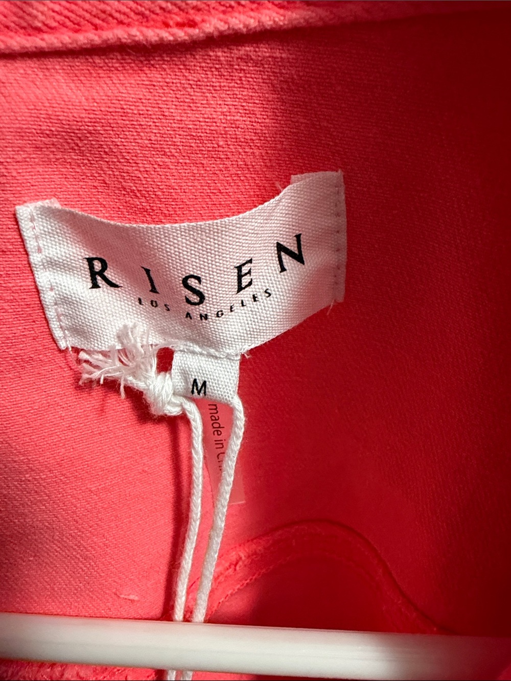 RISEN Coral Distressed Cropped Denim Jacket Size M NWT - Picture 2 of 7